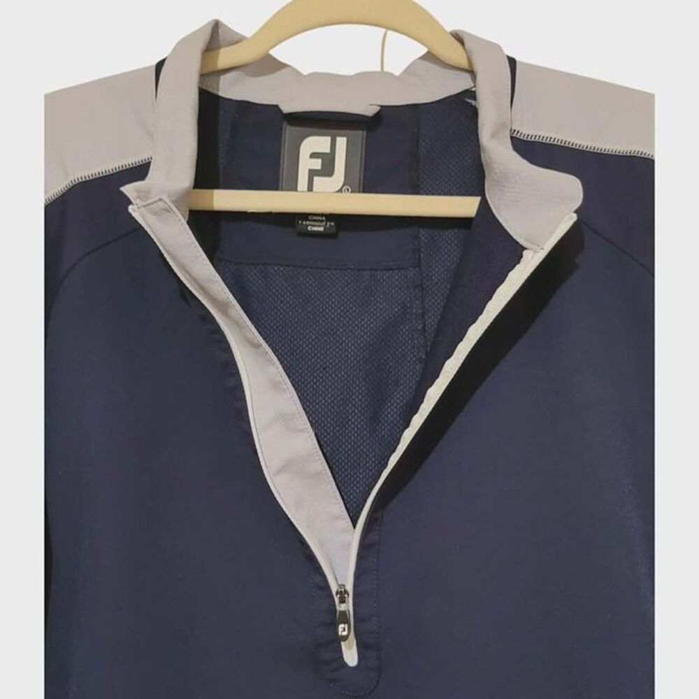 Foot Joy Short Sleeve Quarter Zip Athletic Shirt Large Blue & Gray - Picture 2 of 6